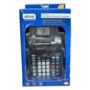 Ativa AT-P1000 Portable Printing Calculator 12 Digit 2 Color LCD Desktop READ